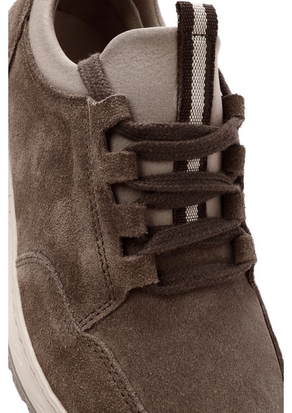 Kadın Vizon Bağcıklı Kalın Tabanlı Süet Deri Sneaker 25AFD500710