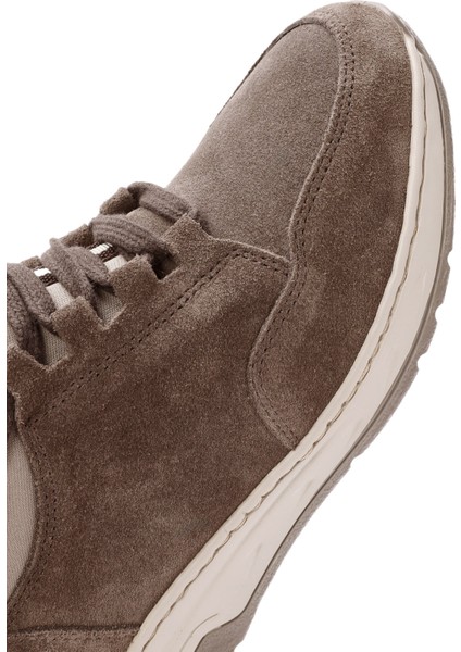 Kadın Vizon Bağcıklı Kalın Tabanlı Süet Deri Sneaker 25AFD500710