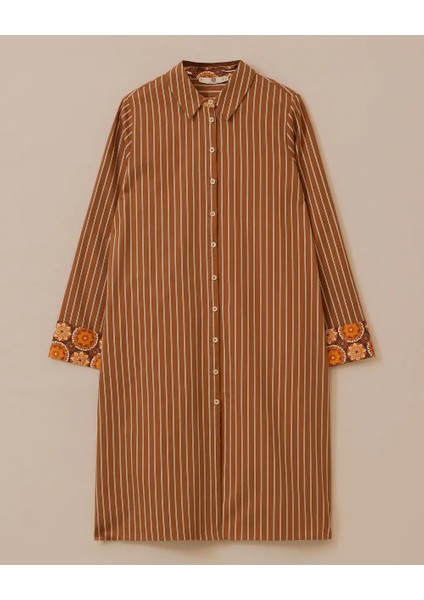 1001 Önü Düğmeli Kolu Desenli Kat Detaylı Kol Ucu Desenli Çizgili Gömlek #03-25# fırsatları