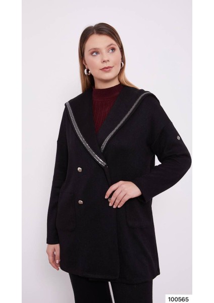 100565 Ceketli Takım Önü Çift Düğmeli Krauze Yaka Şerit Detaylı Çift Cepli Pantolonun Beli Lastikli Bol Paça Spor Şık Ceketli Takım modelleri