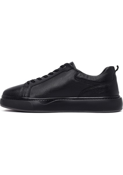 Erkek Siyah Bağcıklı Kalın Tabanlı Deri Sneaker 25WFD675014 fiyatları