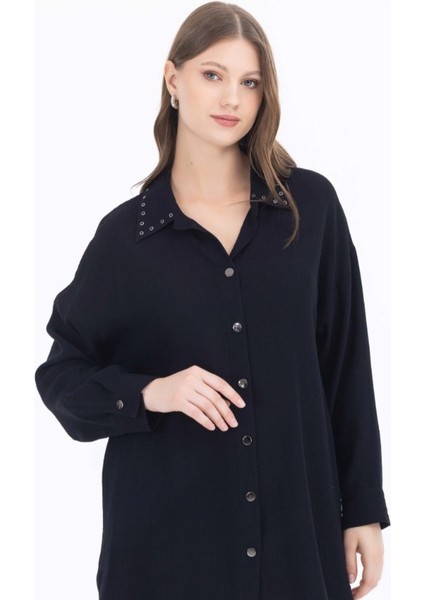 1007 Önü Çıt Çıt Düğmeli Yaka Demir Detaylı Büyük Beden Ceket Qys Günlük Cekekt 232401007 #23-04# fiyatları