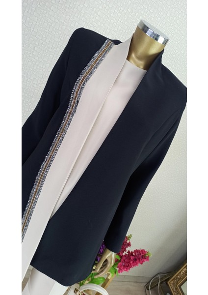 3104 Önü Şerit Taş Detaylı Asimetrik Kesim Beli Bağlamlaı Pantolon Beli Yarım Lastikli 3 Lü Takım Qys Takım 3104 #2032-083 modelleri