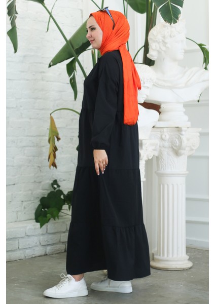 Büzgülü Pat Detaylı Elbise Siyah - 27293 fırsatları