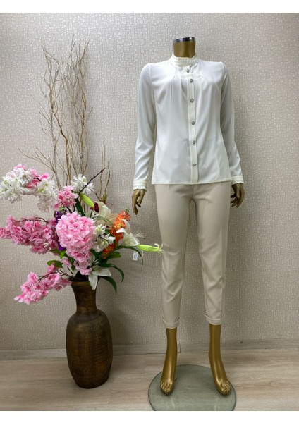 Qys 1021 Önü Düğmeli Pileli Gömlek #22-05# fiyatları