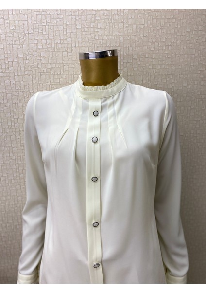 Qys 1021 Önü Düğmeli Pileli Gömlek #22-05# modelleri