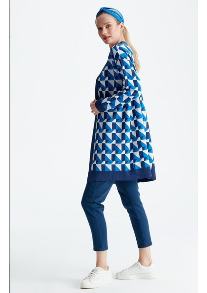 21153 Geometrik Desenli Rayon Hırka Qks Hırka 21153 #23-10# modelleri