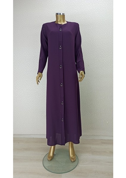 4079ÖNÜ ve Kolları Taş Detaylı Sıfır Yaka Boydan Ferace Qys 4079 #23-01#