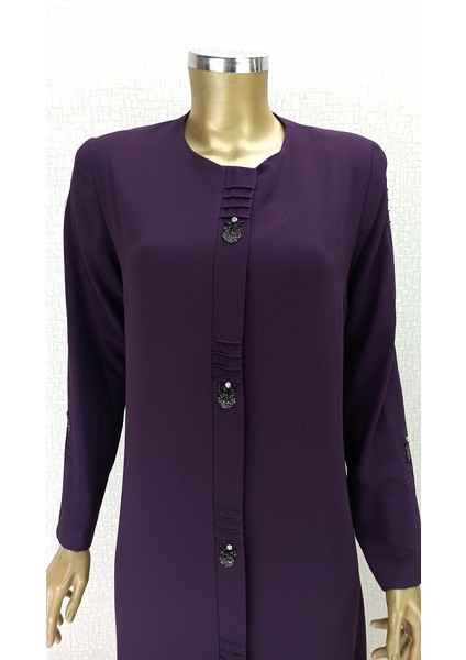 4079ÖNÜ ve Kolları Taş Detaylı Sıfır Yaka Boydan Ferace Qys 4079 #23-01# fırsatları