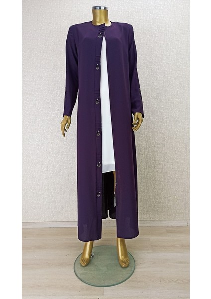 4079ÖNÜ ve Kolları Taş Detaylı Sıfır Yaka Boydan Ferace Qys 4079 #23-01# indirimleri