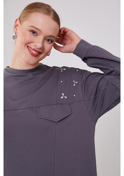 140254 Göğüs Kısmı Cep Detaylı Omuz Taş Detaylı Etek Ucu Ip Detay 2'li Spor Takım Qks fırsatları