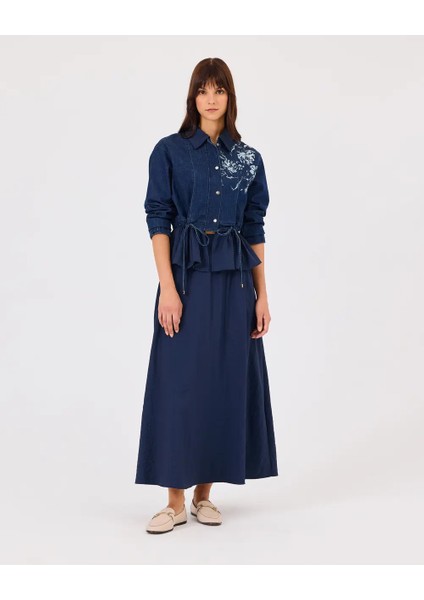 1003 Önden Çıt Çıt Kapamalı Fermuarlı Jean Ceket Qks fiyatları