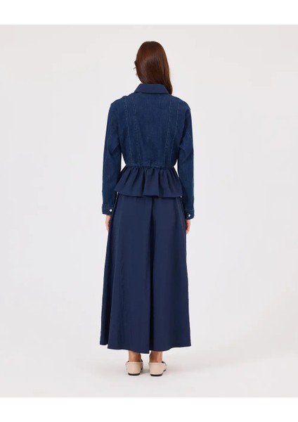 1003 Önden Çıt Çıt Kapamalı Fermuarlı Jean Ceket Qks indirimleri