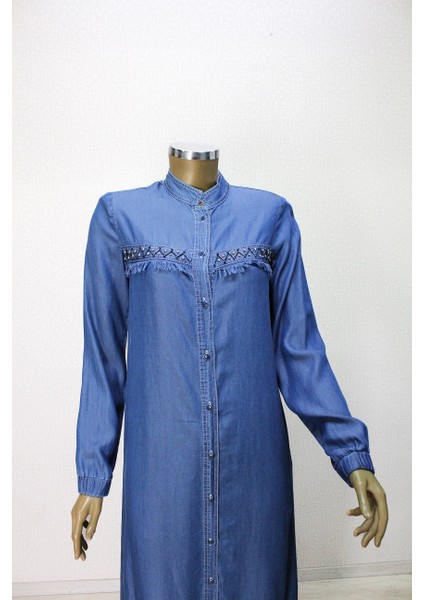 61050 Tunik Önden Düğmeli Göğüs Kısmı Püskül ve Taş Detaylı Tunik Qys Tunk #24-05# fiyatları