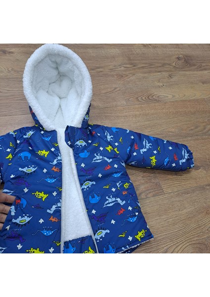 Baskılı Kalın Elyaflı Iç Kısmı Welsoftlu Rüzgar ve Su Geçirmez Kapüşonlu Kışlık Çocuk Mont modelleri