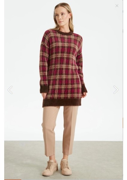 21509 Ekose Desnli Triko Mink Tunik Qks Tunik 21509 #23-12# fiyatları