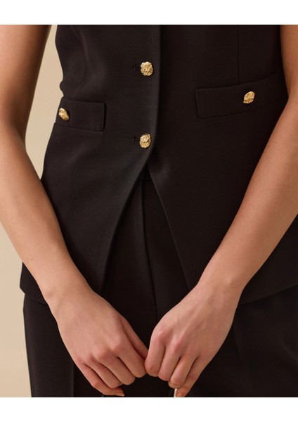 10001 Önden Düğmeli Sıfır Yaka Önden Cepli Yarım Kollu Yelek #03-25# modelleri