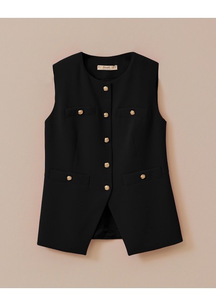 10001 Önden Düğmeli Sıfır Yaka Önden Cepli Yarım Kollu Yelek #03-25# fırsatları