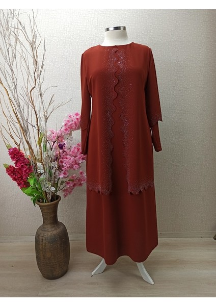 Qys 4031 Taşlı Lazer Elbise #22-05#