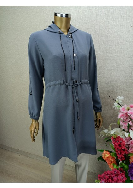 5147GİY Çık Beli Baplamalı Yakası Zincir Önü Düğme Detaylı Kapüşonlu Kap Qys Kap 5147 #22-09# fiyatları