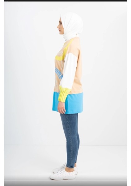 6070 Önü Başkı Detaylı Sıfır Yaka Kolları Pilise Detaylı Sweat Qys Sweat 6070 #23-05# fiyatları