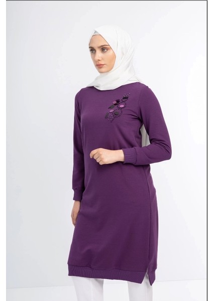 1502 Göğüsü Boncuk ve Pul Detaylı Iki Iplik Uzun Sweat Qys Iki Iplik Sweat 1503 #23-05# fiyatları