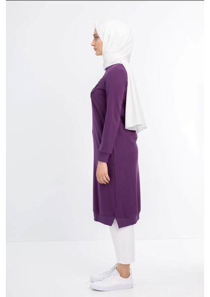 1502 Göğüsü Boncuk ve Pul Detaylı Iki Iplik Uzun Sweat Qys Iki Iplik Sweat 1503 #23-05# modelleri