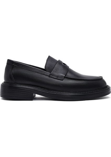 Erkek Siyah Deri Casual Loafer 25WFD685918