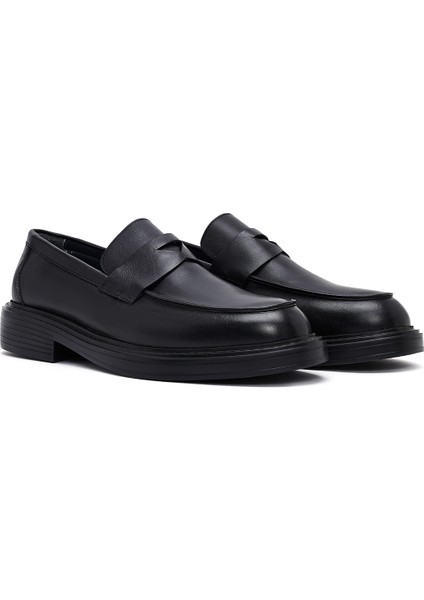 Erkek Siyah Deri Casual Loafer 25WFD685918 modelleri