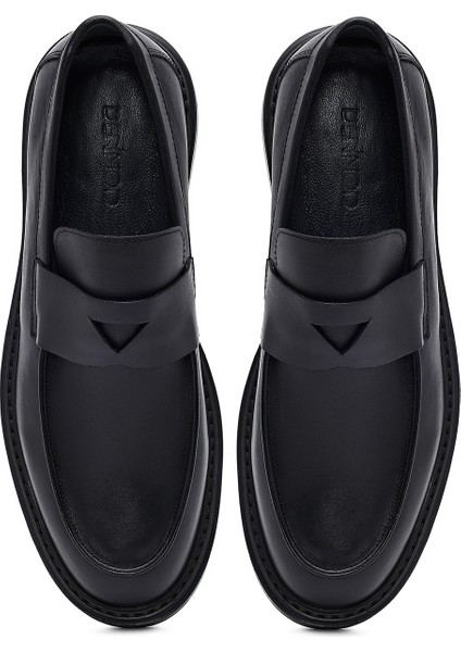 Erkek Siyah Deri Casual Loafer 25WFD685918