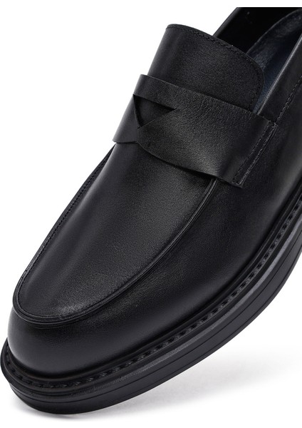 Erkek Siyah Deri Casual Loafer 25WFD685918