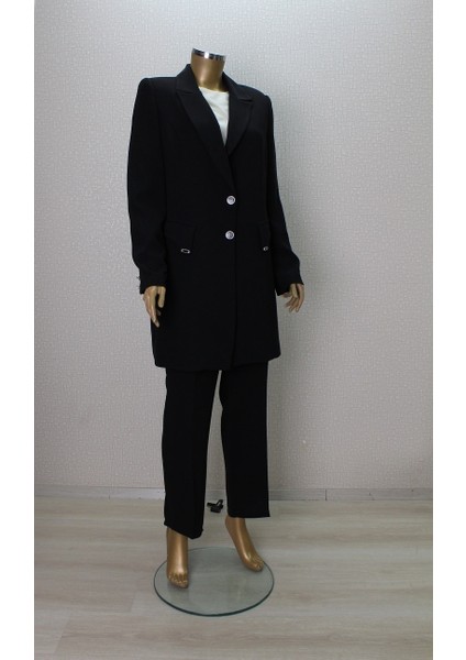 7032 Ceket Önden Çüft Düğmeli Iç Bluz Sıfır Koluu Pantolonun Blei Yarım Lastikli 3 Lü Takım Qys Takım #24-033 modelleri