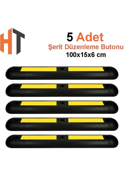 5'li şerit sınırlama butonu 100x15x6 cm esnek pvc- set