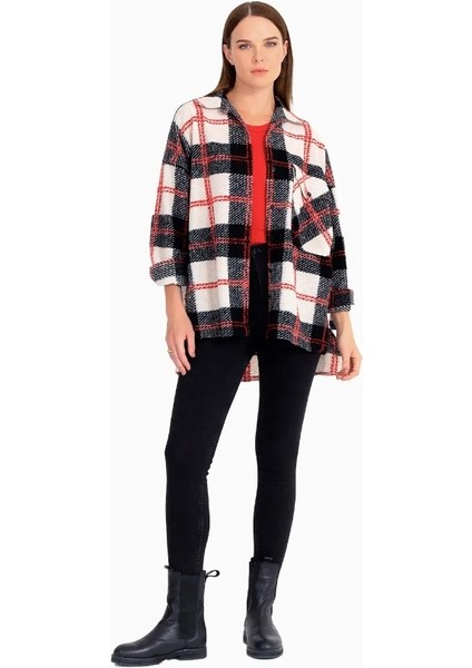 Oduncu Gömlek Ekose Desenli Oversize Cep Detaylı Qks Günlük Gömlek 221201039 #22-12#