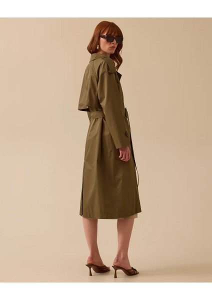 10002 Kruvaze Yaka Önden Düğmeli Beli Kemerli Kolları Manşetli Günlük Trençkot #03-25# fiyatları