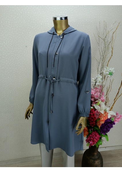 5147GİY Çık Beli Baplamalı Yakası Zincir Önü Düğme Detaylı Kapüşonlu Kap Qys Kap 5147 #22-09# modelleri