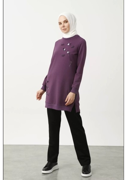 1503 Göğüs ve Bel Taş Işlemeli ve Boncuk Detaylı 2 Iplik Sweat Qys Sweat 1503 #23-05# fiyatları