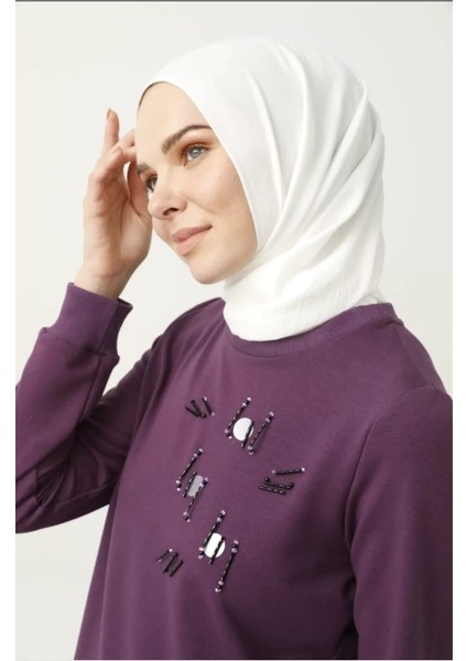 1503 Göğüs ve Bel Taş Işlemeli ve Boncuk Detaylı 2 Iplik Sweat Qys Sweat 1503 #23-05# indirimleri