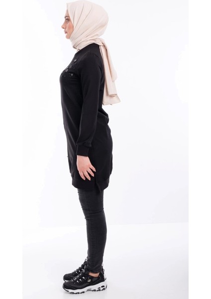 1503 Göğüs ve Bel Taş Işlemeli ve Boncuk Detaylı 2 Iplik Sweat Qys Sweat 1503 #23-05# fiyatları