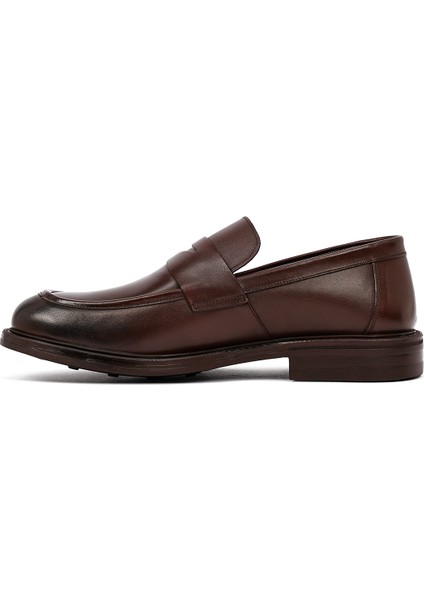 Erkek Kahverengi Deri Klasik Loafer 25WFD750518 fiyatları