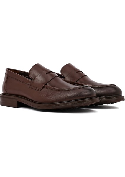Erkek Kahverengi Deri Klasik Loafer 25WFD750518 modelleri