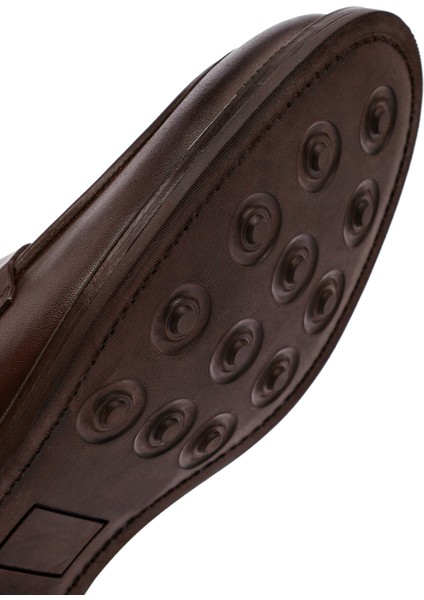 Erkek Kahverengi Deri Klasik Loafer 25WFD750518