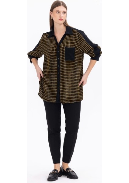 1026 Büyük Beden Cep Detaylı Kare Desenli Gömlek Günlük Gömlek 14231202201026 Qks Günlük Gömlek 3#23-103