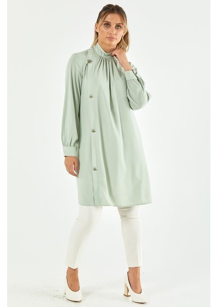 91008 Yandan Düğme Detaylı Tunik Qks Tunik #22-12#