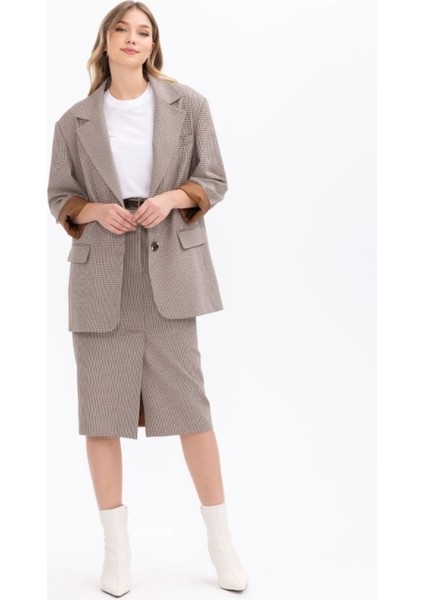 1022 Ekose Desenli Çift Cepli Astarlı Blazer Ceket Blazer Ceket 10231205401022 Qks Blzeer Ceket 1022 #23-10#