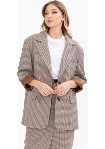 1022 Ekose Desenli Çift Cepli Astarlı Blazer Ceket Blazer Ceket 10231205401022 Qks Blzeer Ceket 1022 #23-10# fiyatları