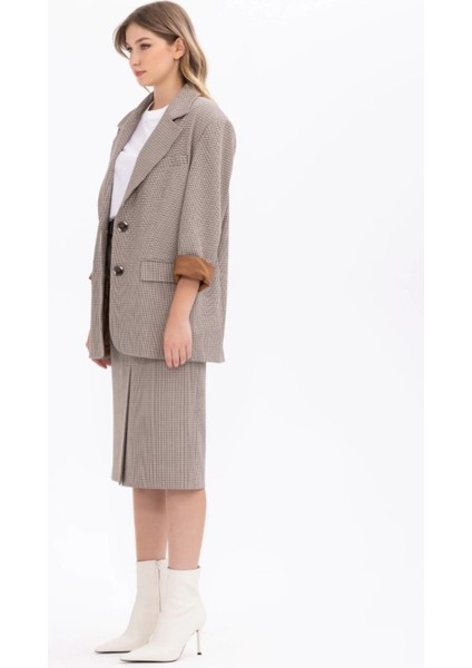 1022 Ekose Desenli Çift Cepli Astarlı Blazer Ceket Blazer Ceket 10231205401022 Qks Blzeer Ceket 1022 #23-10# modelleri