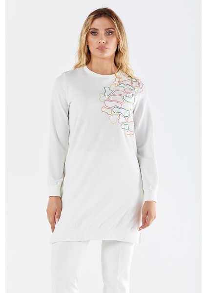 6053 Ipeksi Göğüs Kısmı Omuza Kadar Nakışlı Sweat Qys Sweat 6053 #23-05#