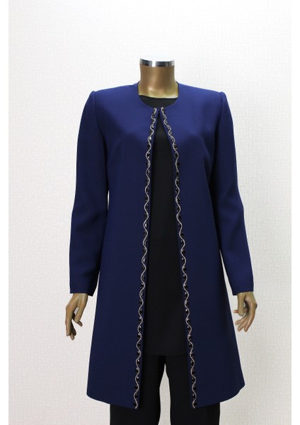 2645 Önü Boncuk ve Taş Detaylı Iç Bluz Sıfır Kol Sıfır Yaka 3 Lü Ceketli Takım Klasik Anne Takım Qys Anne Takım 2645 #23-04# fiyatları