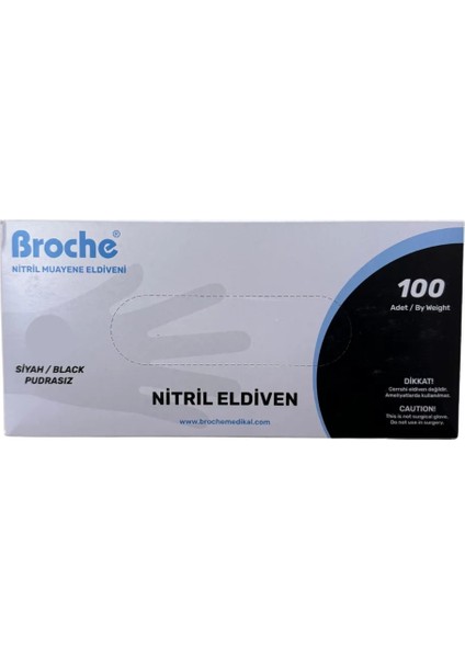 Siyah Nitril Muayene Eldiveni Pudrasız (L) 100 Adet